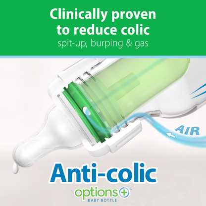 Dr. Brown's Natural Flow Anti-Colic Options+ Narrow Glass Baby Bottle, with Level 1 Slow Flow Nipple