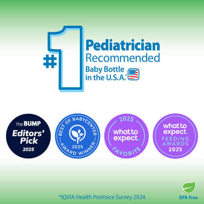 Dr. Brown's Natural Flow Anti-Colic Options+ Narrow Glass Baby Bottle, with Level 1 Slow Flow Nipple