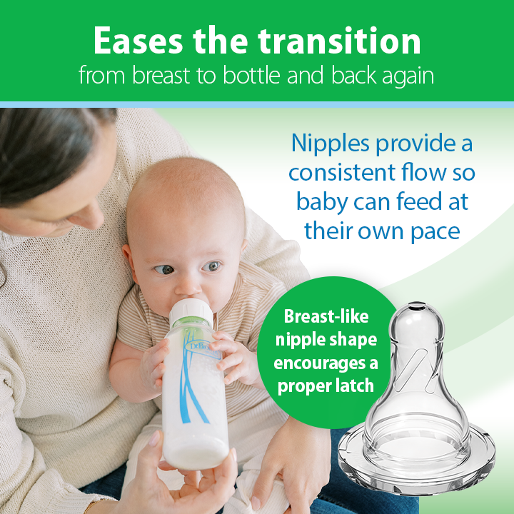 Dr. Brown's Natural Flow Anti-Colic Options+ Narrow Glass Baby Bottle, with Level 1 Slow Flow Nipple