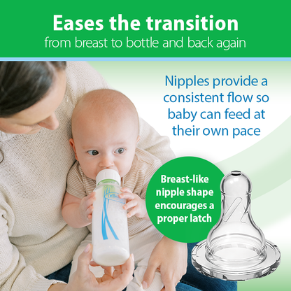 Dr. Brown's Natural Flow Anti-Colic Options+ Narrow Glass Baby Bottle, with Level 1 Slow Flow Nipple