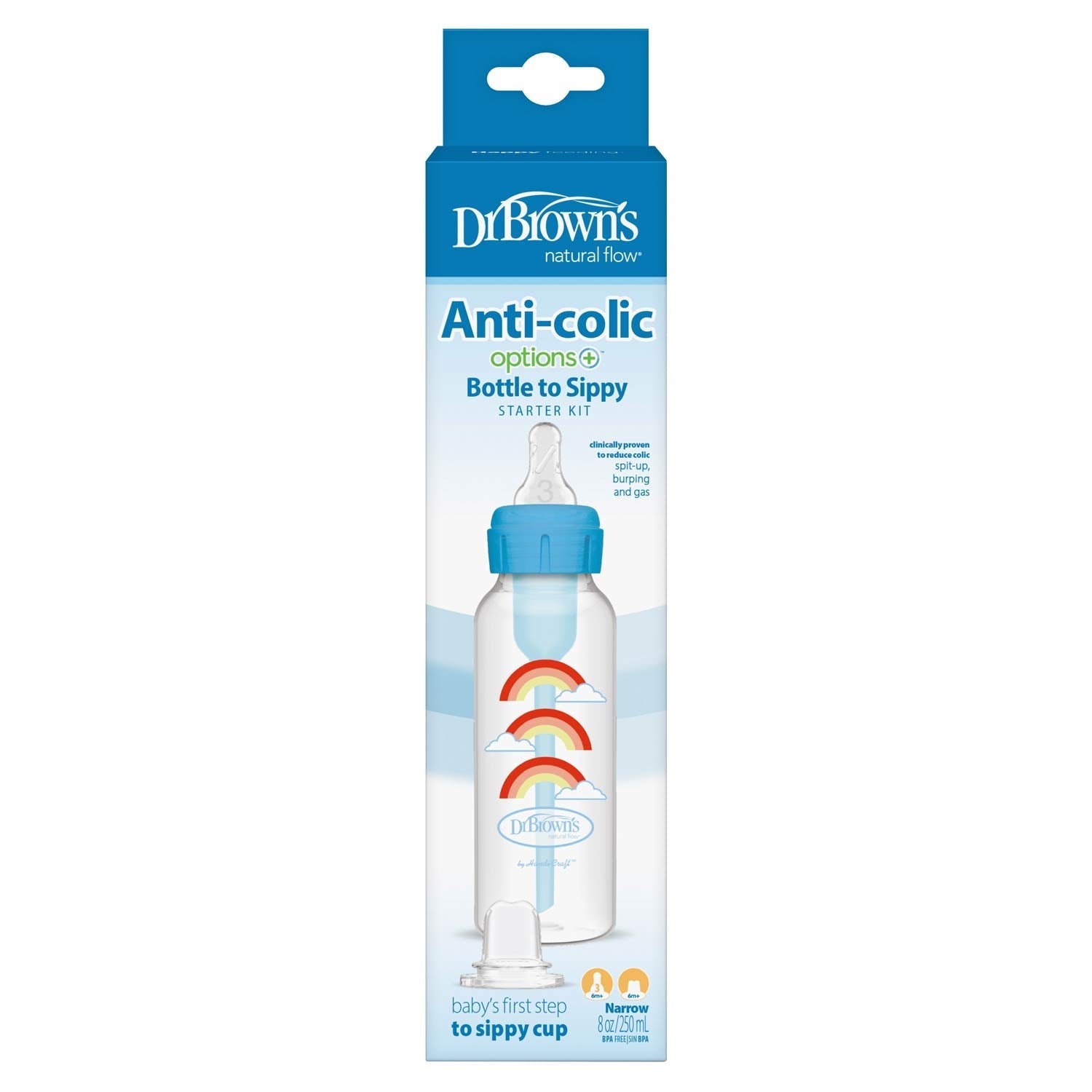 Dr. Brown's Natural Flow Anti-Colic Options+ Narrow Sippy Bottle Starter Kit