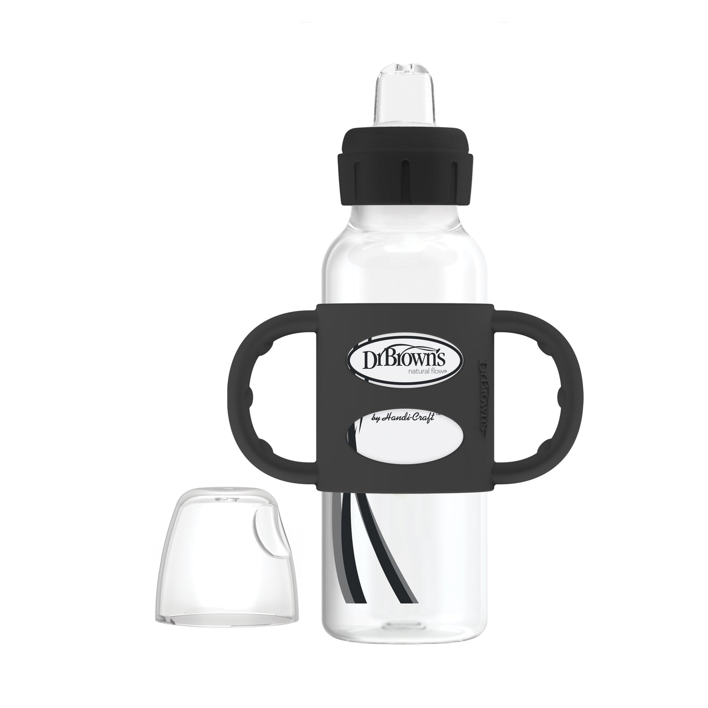 Dr. Brown's Milestones Narrow Sippy Spout Bottle with Silicone Handles, 8 oz/250 mL