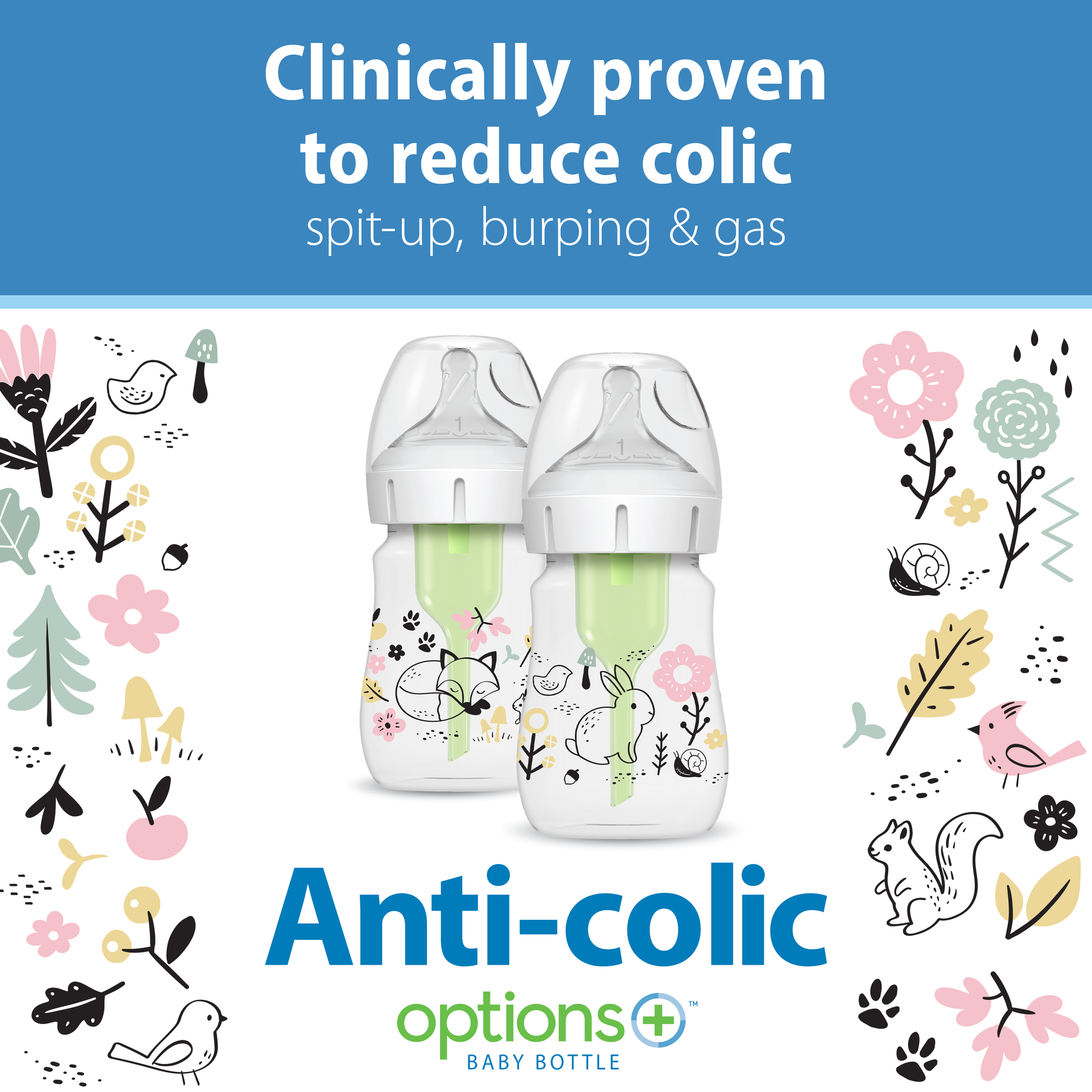 Dr. Brown's Natural Flow Anti-Colic Options+ Wide-Neck Baby Bottle, 5oz/150mL, 2-Pack