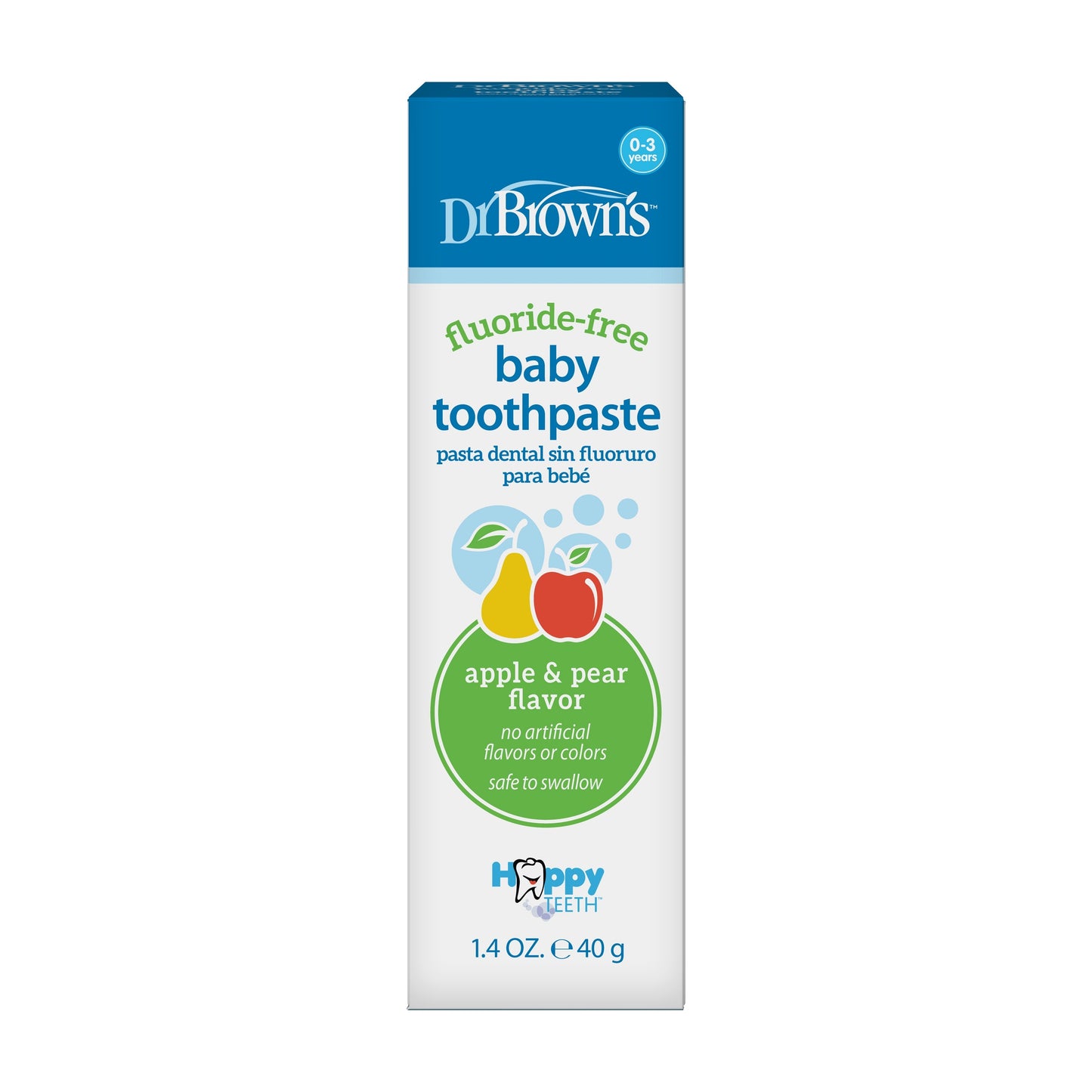 Dr. Brown’s™ Fluoride-Free Baby Toothpaste, Apple Pear, 1.4oz/40g, 1-Pack