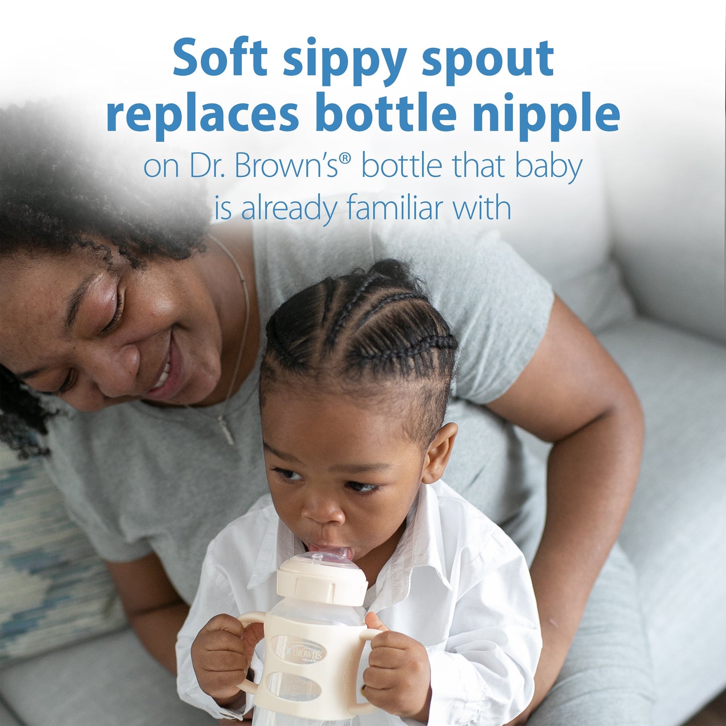 Dr. Brown's Milestones Wide-Neck Sippy Spout Bottle with Silicone Handles, 9 oz/270 mL