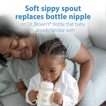Dr. Brown's Milestones Wide-Neck Sippy Spout Bottle with Silicone Handles, 9 oz/270 mL