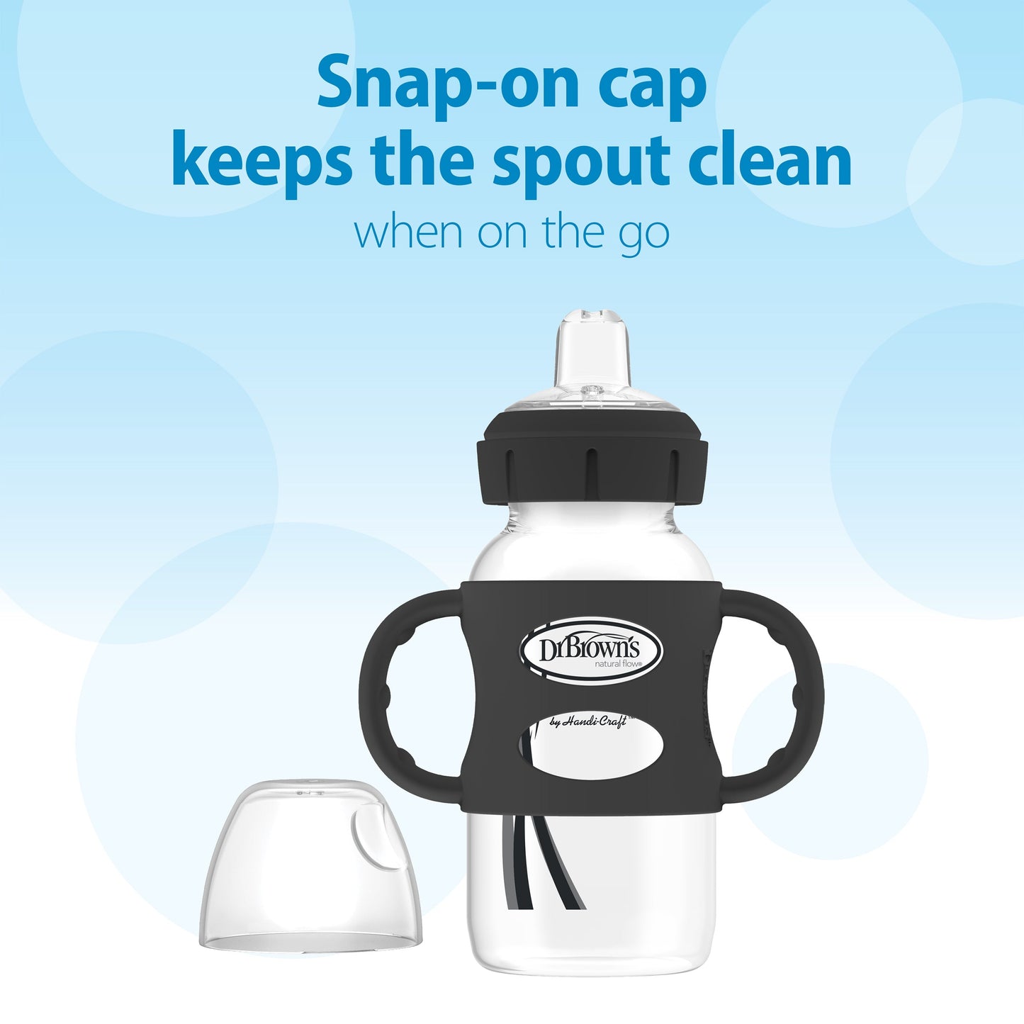 Dr. Brown's Milestones Wide-Neck Sippy Spout Bottle with Silicone Handles, 9 oz/270 mL