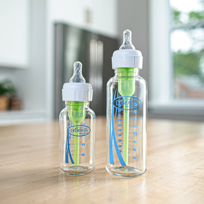 Dr. Brown's Natural Flow Anti-Colic Options+ Narrow Glass Baby Bottle, with Level 1 Slow Flow Nipple