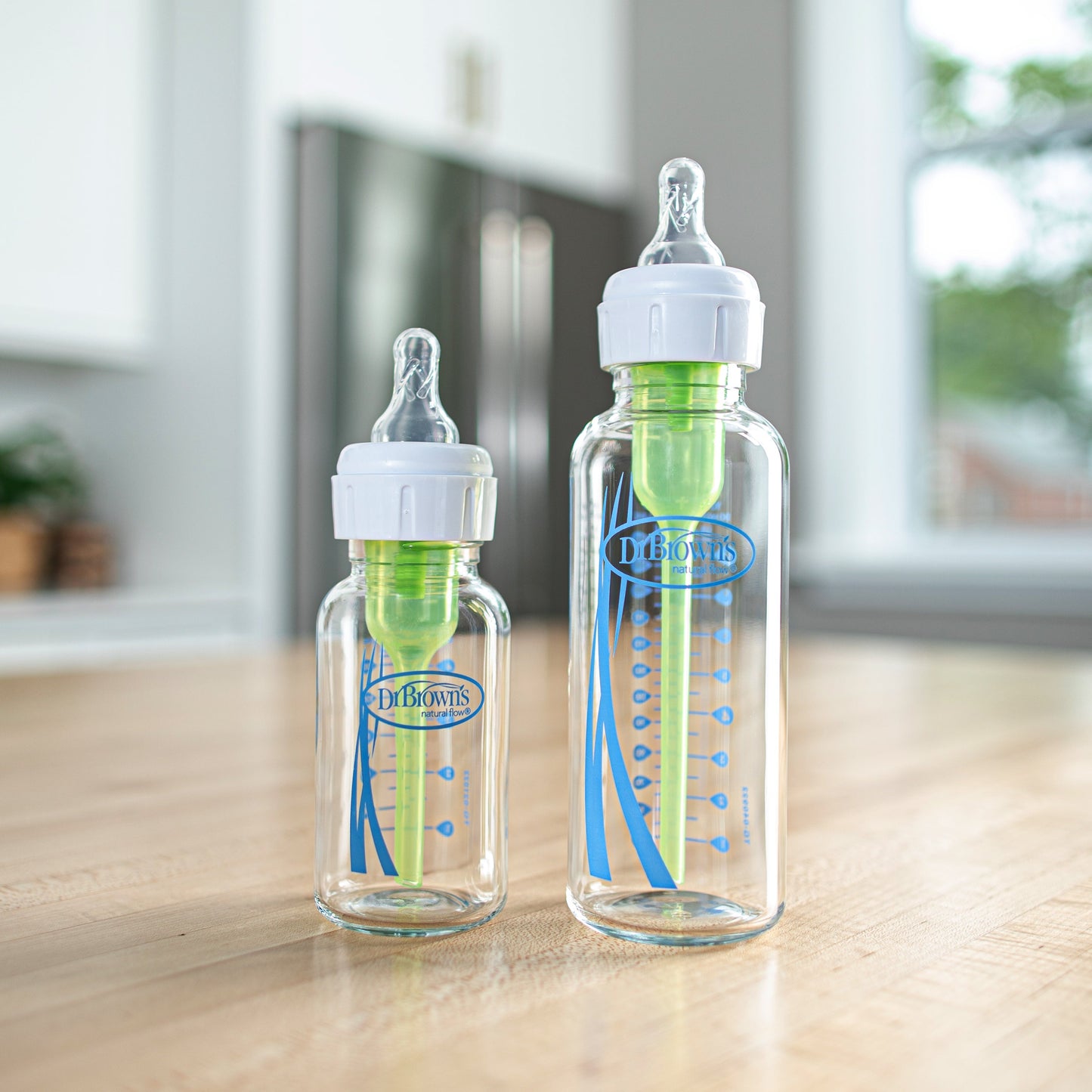 Dr. Brown's Natural Flow Anti-Colic Options+ Narrow Glass Baby Bottle, with Level 1 Slow Flow Nipple