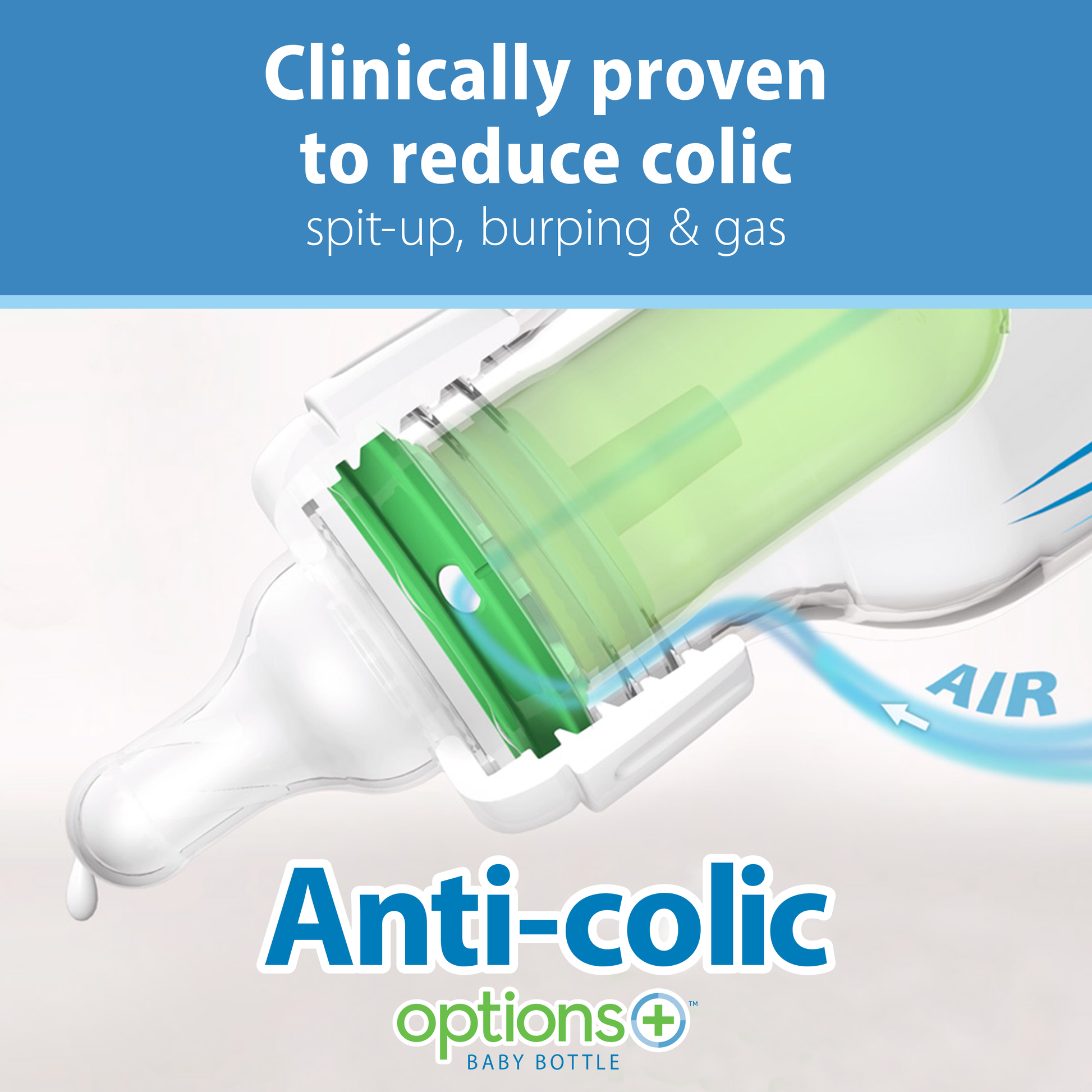 Dr. Brown's Natural Flow Anti-Colic Options+ Narrow Baby Bottle, with Level 1 Slow Flow Nipple