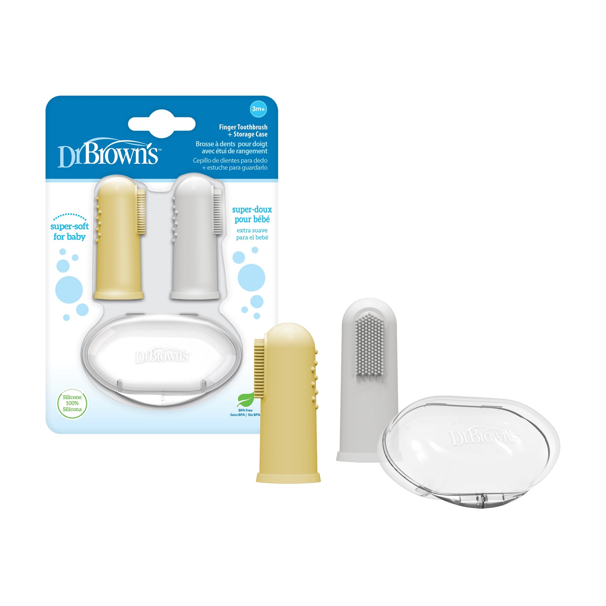 Dr. Brown's Silicone Finger Toothbrush and Storage Case, 2-Pack