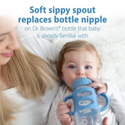 Dr. Brown's Milestones Wide-Neck Sippy Spout Bottle with Silicone Handles, 9 oz/270 mL