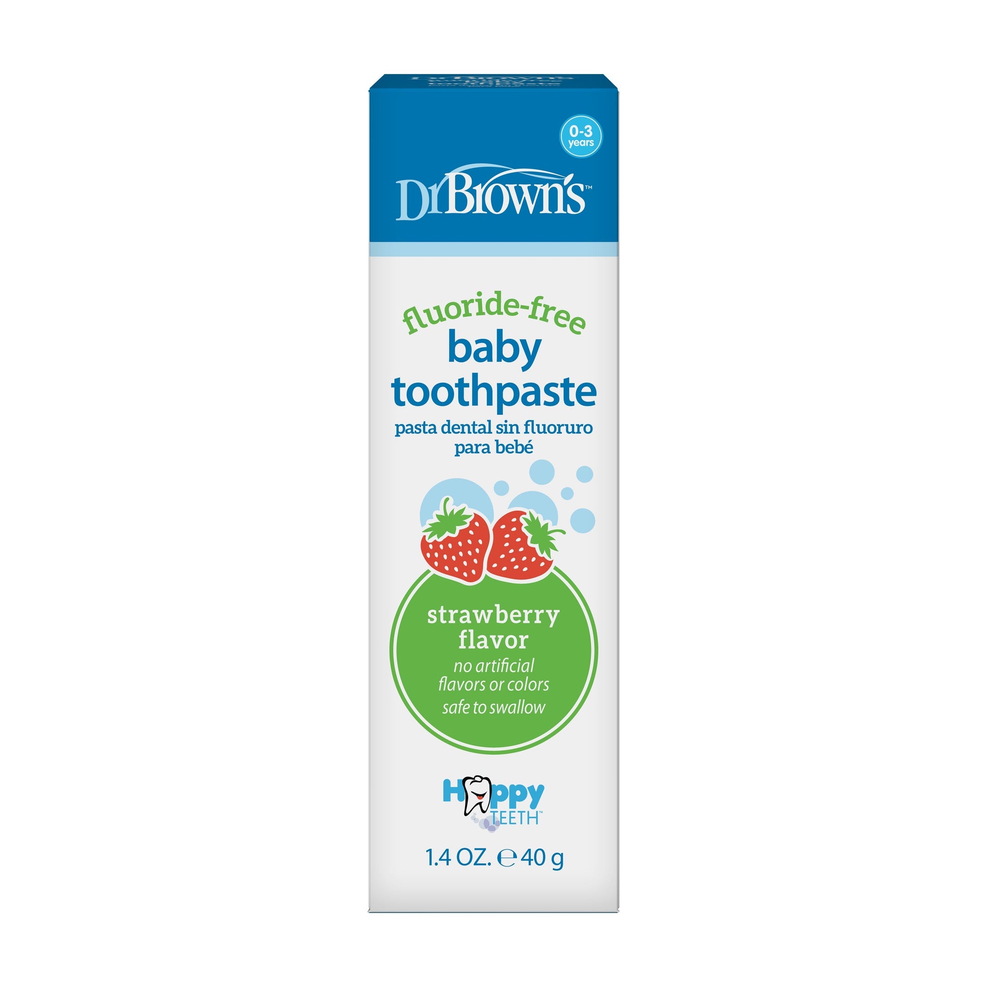 Dr. Brown’s™ Fluoride-Free Baby Toothpaste, Strawberry, 1.4oz/40g, 1-Pack
