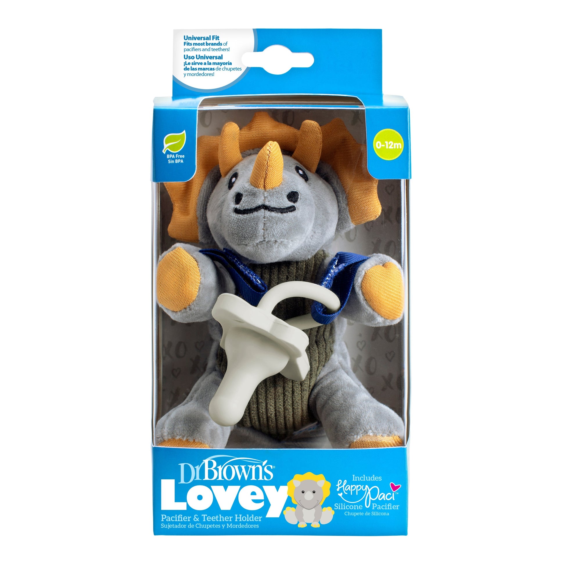 Dr. Brown’s® Lovey Pacifier and Teether Holder, Triceratops
