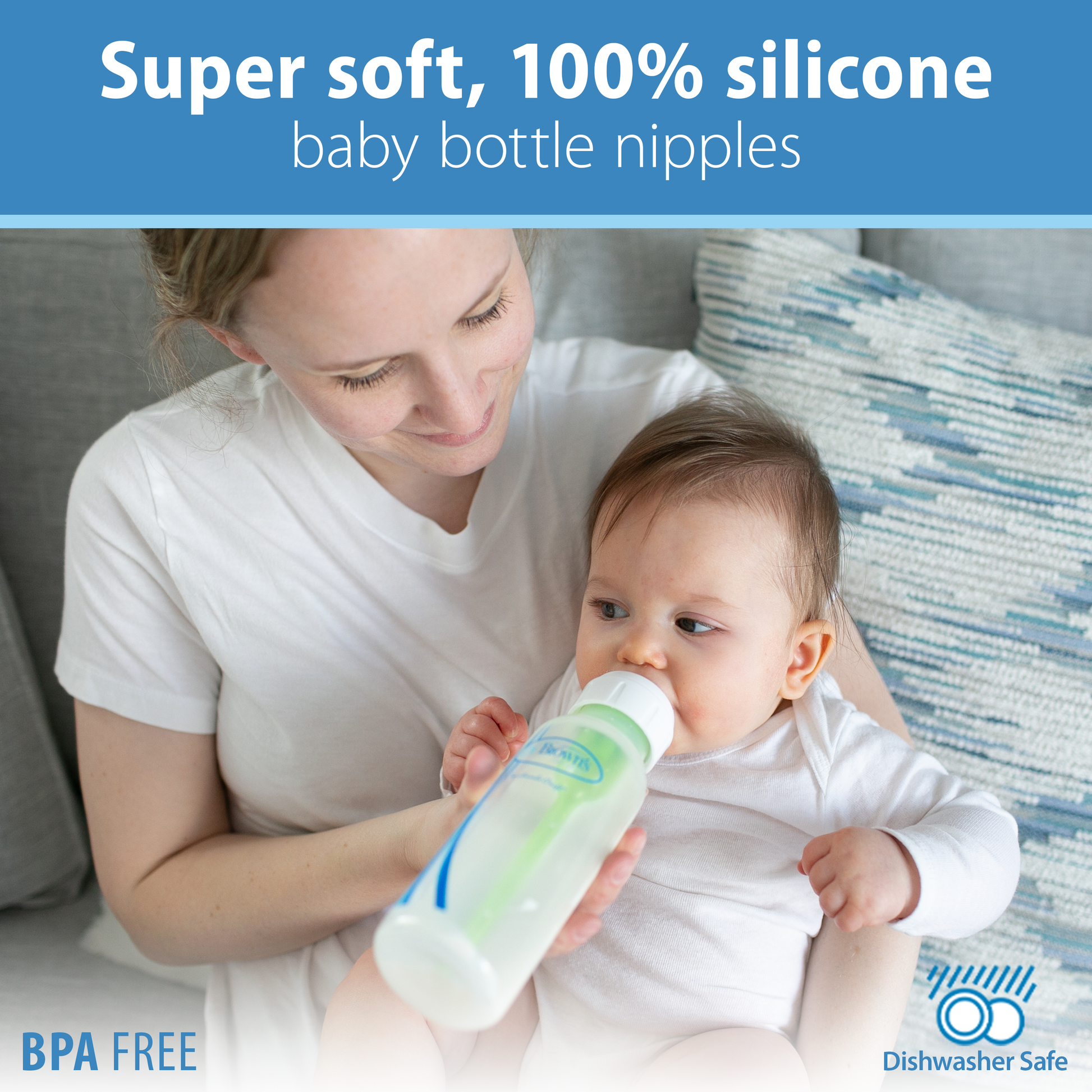 Dr. Brown's Natural Flow Narrow Baby Bottle Silicone Nipple, Level 1, 2-Pack